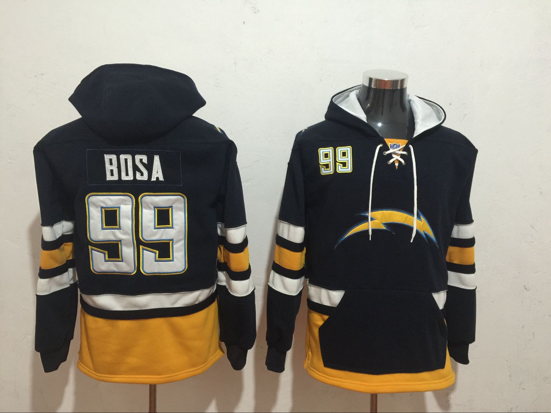Los Angeles Chargers #99 Joey Bosa Navy Blue All Stitched NFL Hooded Sweatshirt